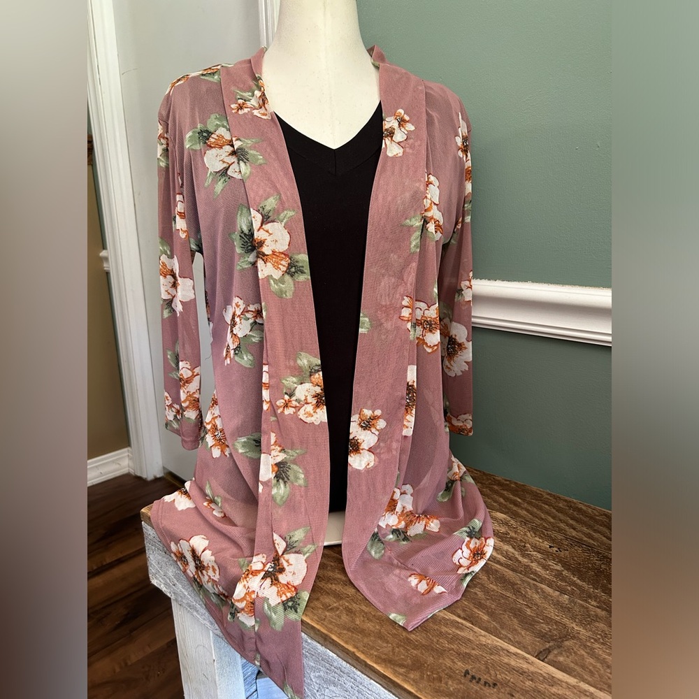 Sheer flower cardigan